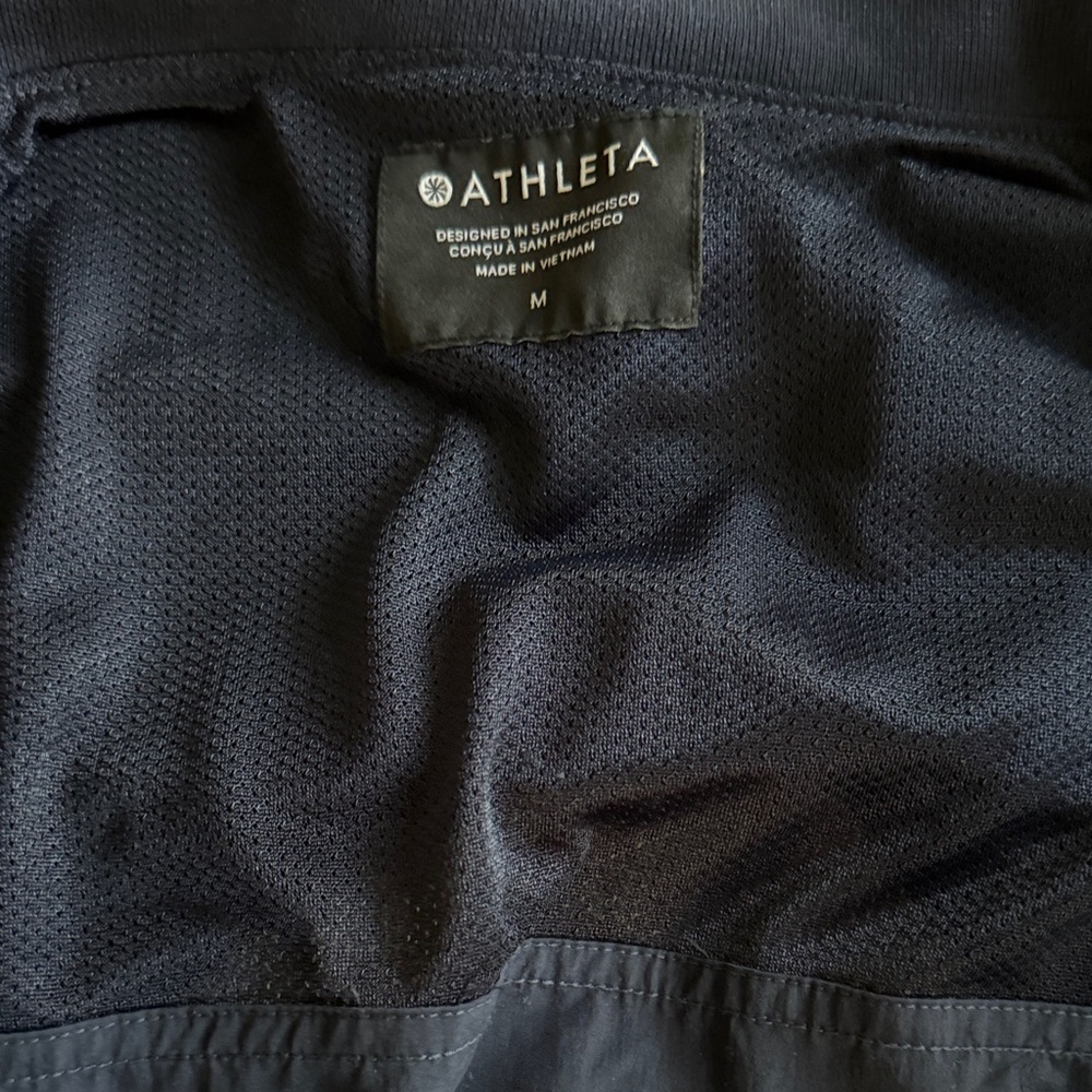 Athleta Navy Script Logo Zip-Up Jacket - Picture 3 of 5